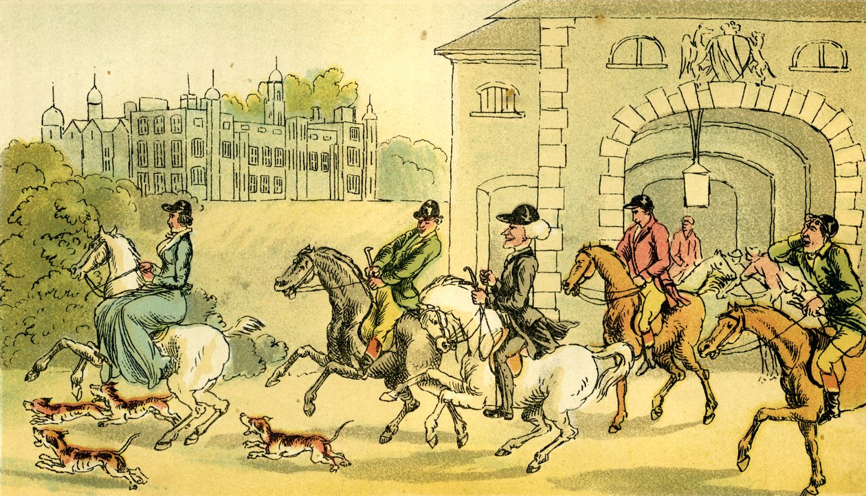 "Egy nemes vadásztársaság" alkotó: Thomas Rowlandson