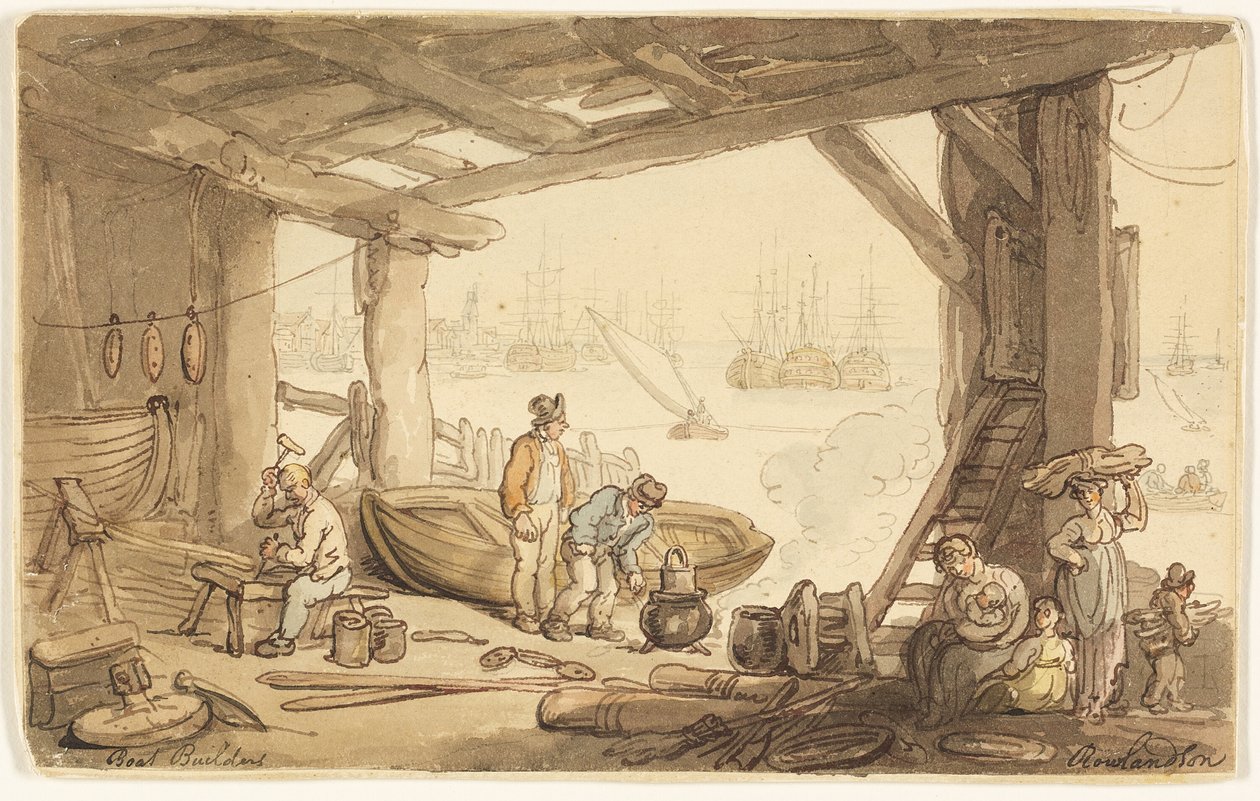 Csónaképítők alkotó: Thomas Rowlandson