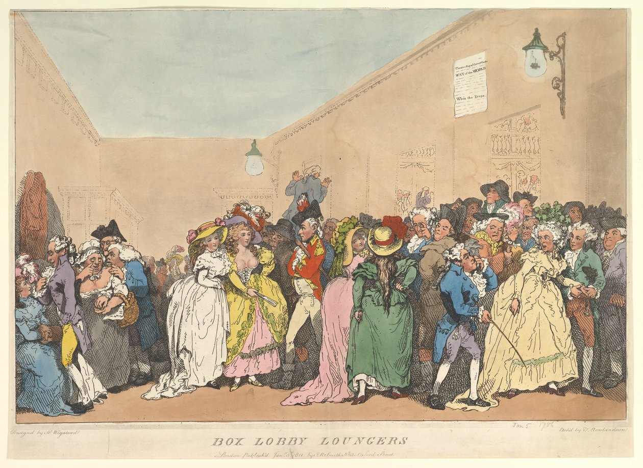 Box Lobby Loungers, 1811. január 5. alkotó: Thomas Rowlandson
