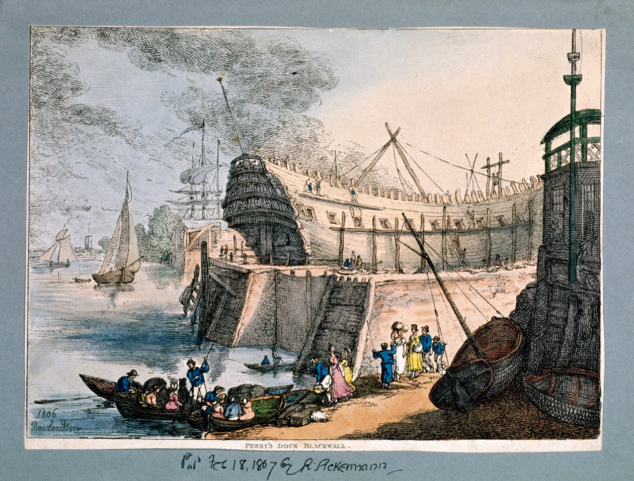 Brunswick Dock, Blackwall, London, 1806 alkotó: Thomas Rowlandson