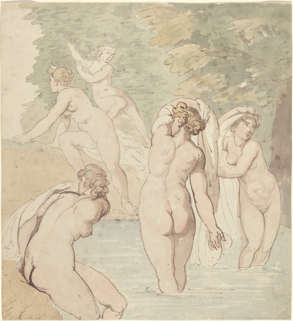 Diana és nimfái fürdenek alkotó: Thomas Rowlandson