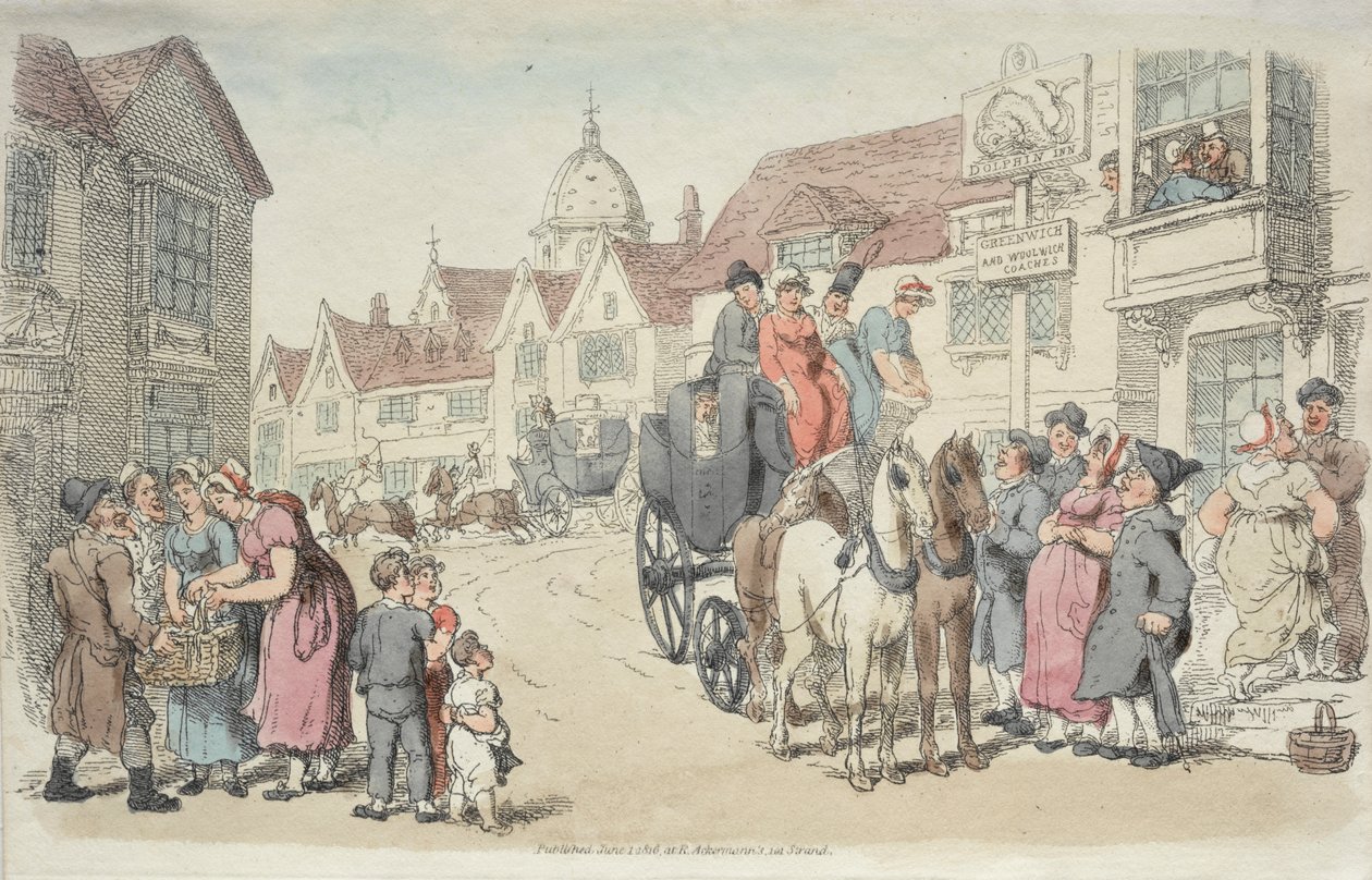 Dolphins Inn: Greenwich és Woolwich edzői alkotó: Thomas Rowlandson