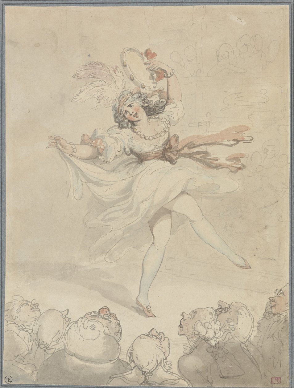Női táncos tamburával alkotó: Thomas Rowlandson