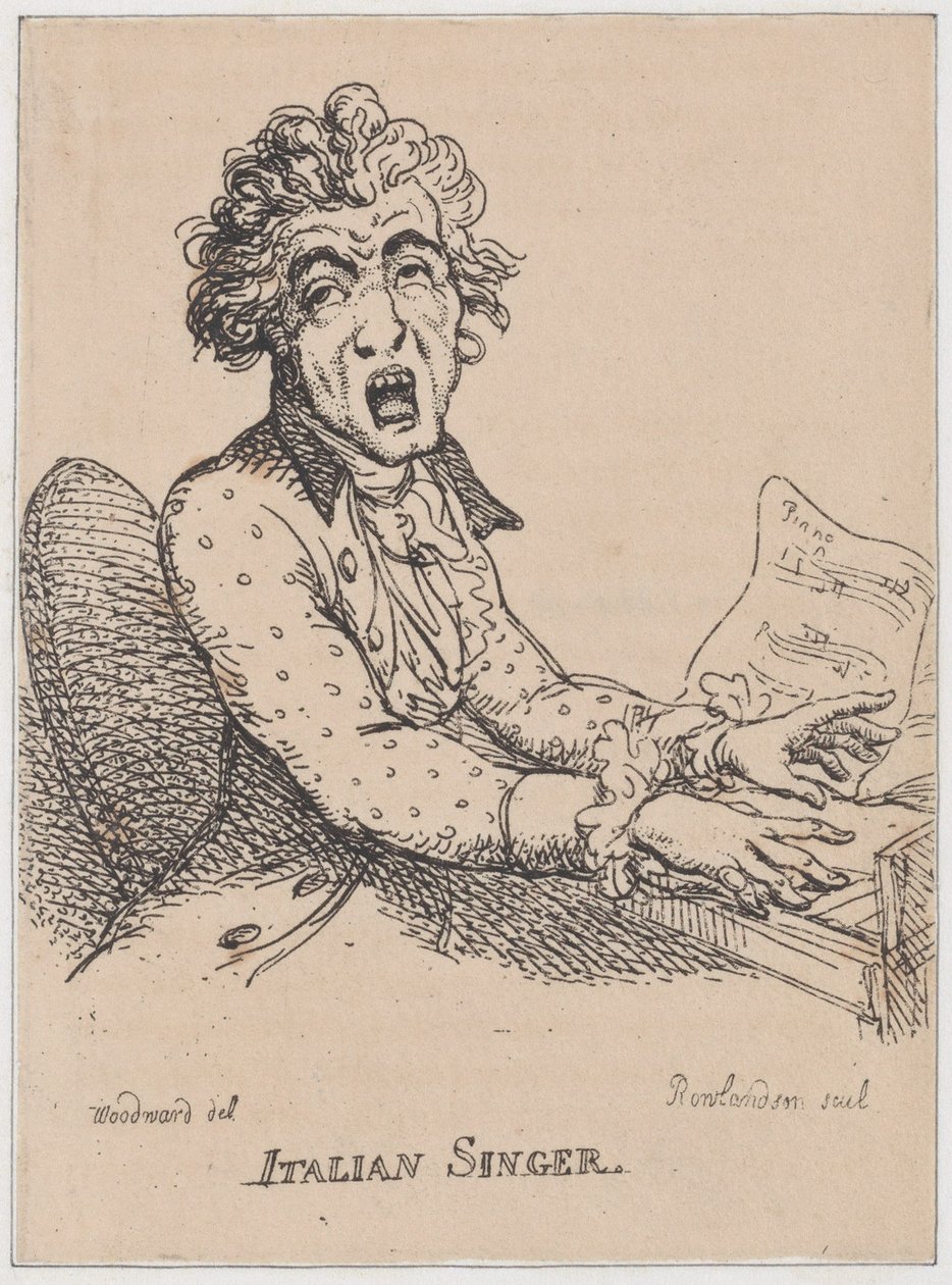 Olasz énekes, 1808. április, 1808. április. alkotó: Thomas Rowlandson