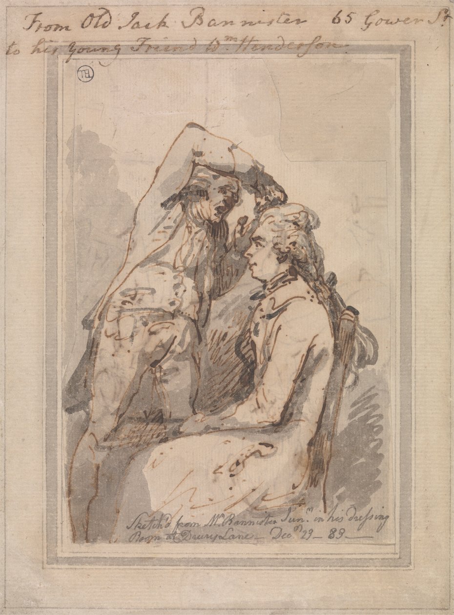Jack Bannister az öltözőjében alkotó: Thomas Rowlandson