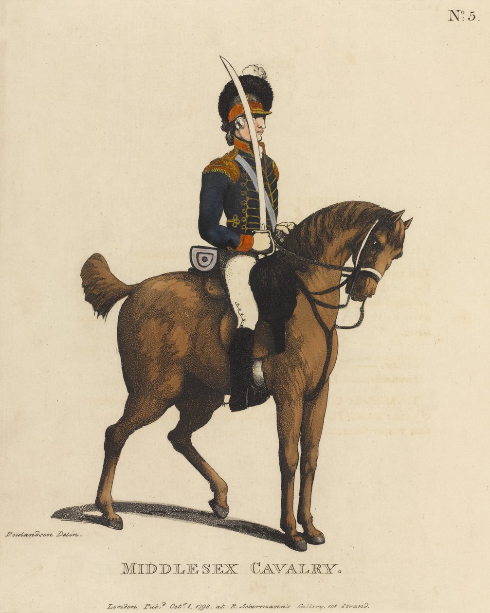 Middlesex lovasság (színes akvatinta) alkotó: Thomas Rowlandson