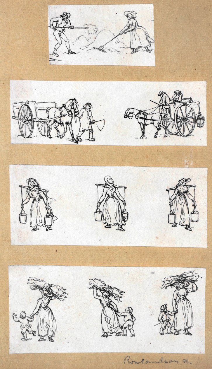 Miniatűr tanulmányok (metszet) alkotó: Thomas Rowlandson