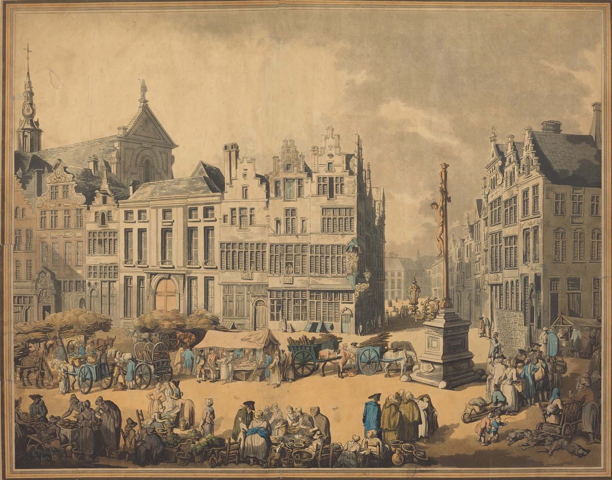 Place de Meir Antwerpenben, 1797. alkotó: Thomas Rowlandson