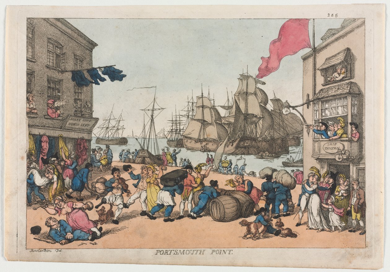 Portsmouth Point, 1814. alkotó: Thomas Rowlandson