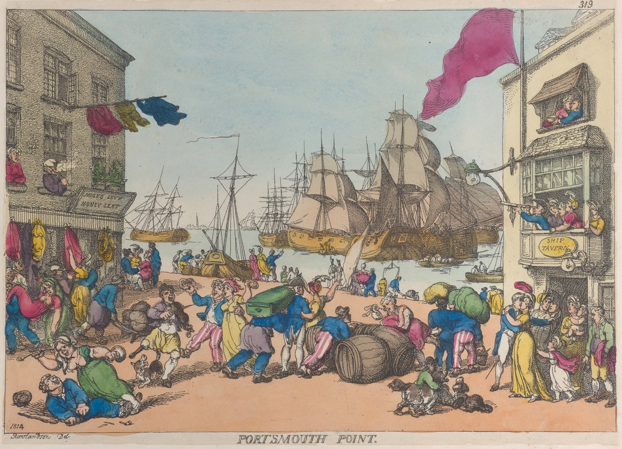 Portsmouth Point, 1814., 1814. alkotó: Thomas Rowlandson