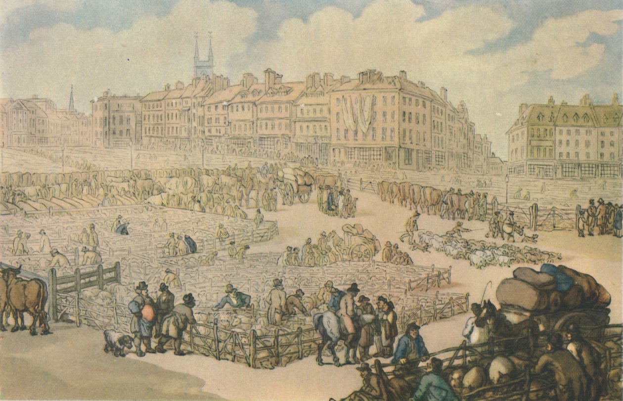 Smithfield Meat Market, c1816, 1944. alkotó: Thomas Rowlandson