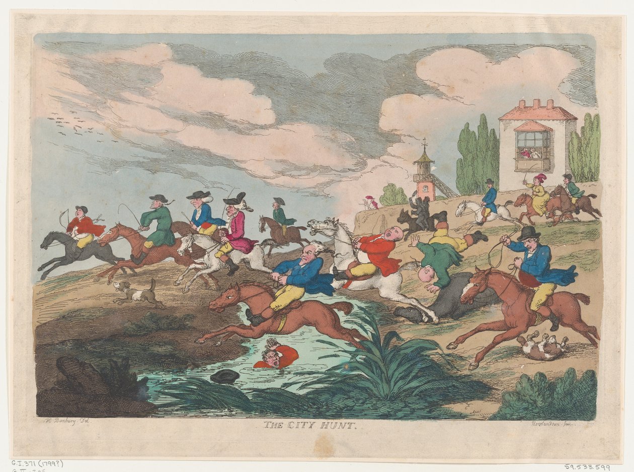 A városvadászat, kb. 1810., kb. 1810. alkotó: Thomas Rowlandson