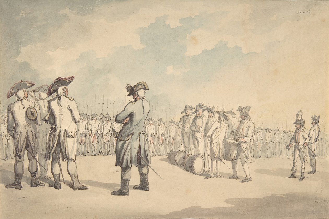 The Review, kb. 1800. alkotó: Thomas Rowlandson
