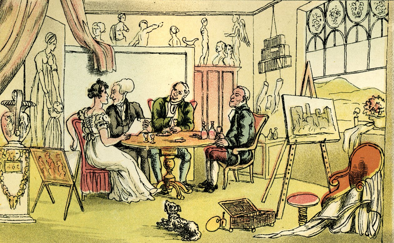 "A művész szobája" alkotó: Thomas Rowlandson