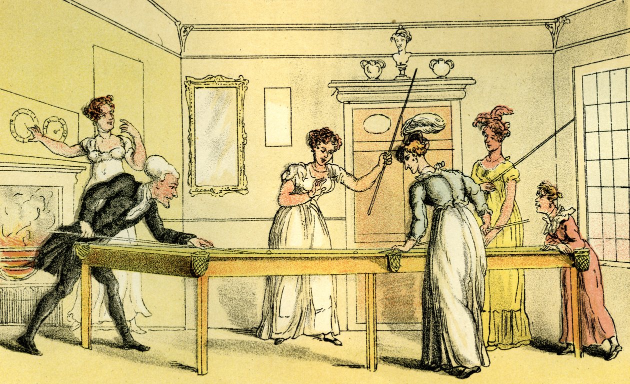 "A biliárdasztal" alkotó: Thomas Rowlandson