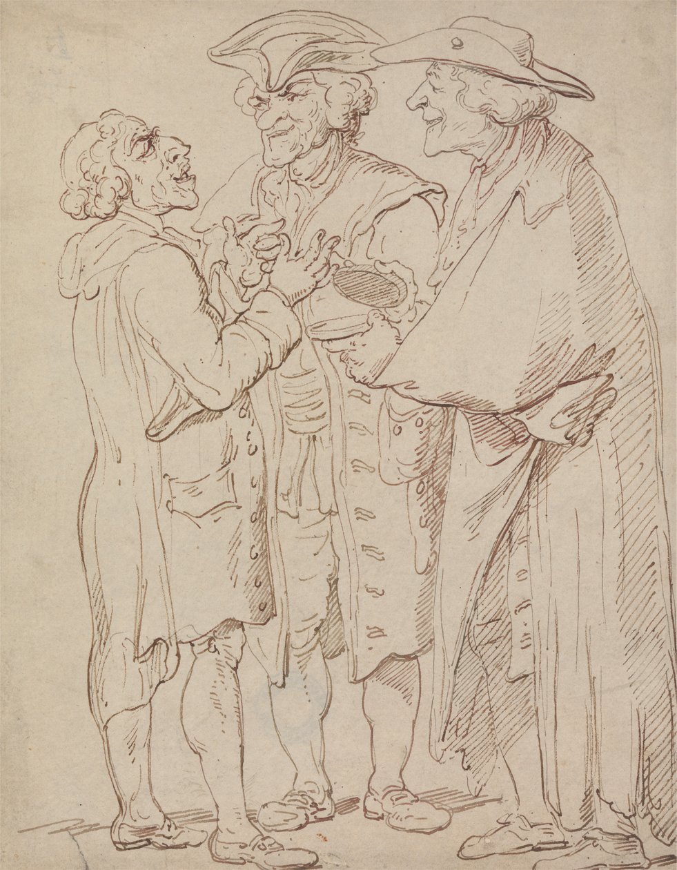 Három beszélgető férfi alak alkotó: Thomas Rowlandson