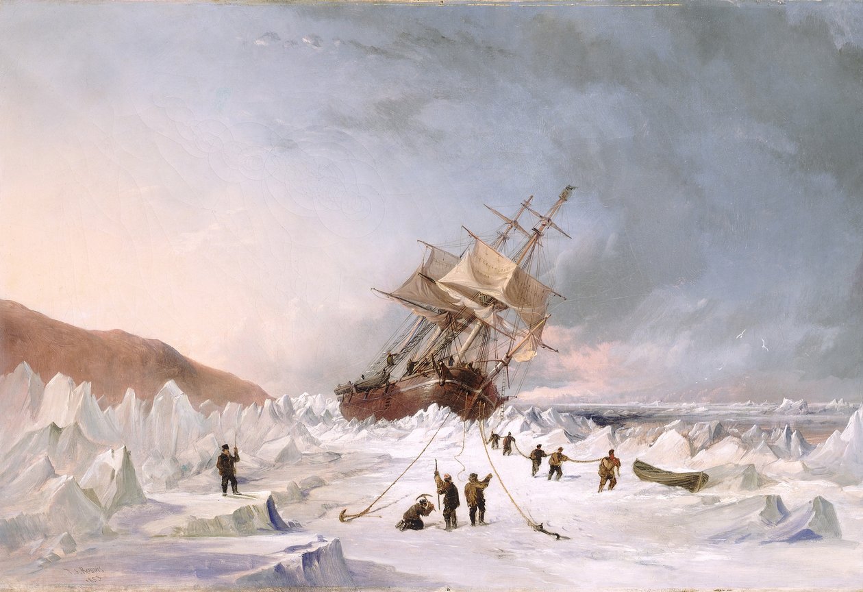 HMS "Assistance" a jégen alkotó: Thomas Sewell Robins