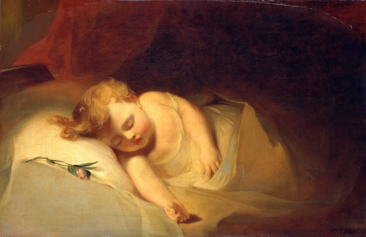 Gyermek alszik A rózsabimbó, 1841. alkotó: Thomas Sully