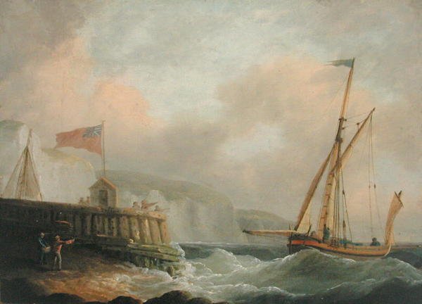 Cutter Entering Harbour (olaj, tábla) alkotó: Thomas Whitcombe