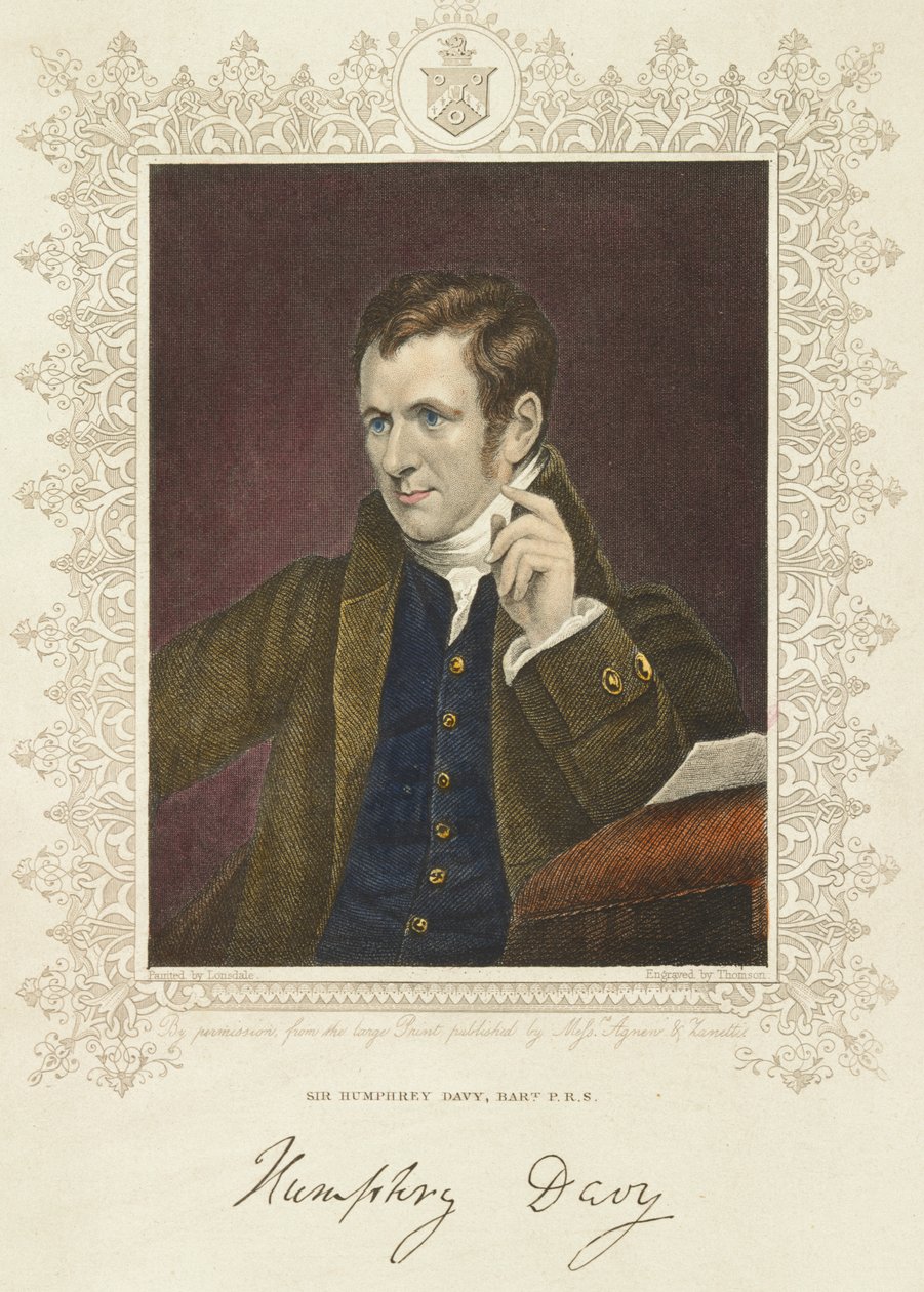 Humphry Davy brit kémikus és feltaláló, 1801 alkotó: Thomson