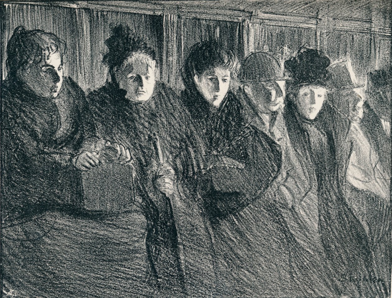 Inside A Tramcar, 1896, 1898 alkotó: Théophile Alexandre Steinlen