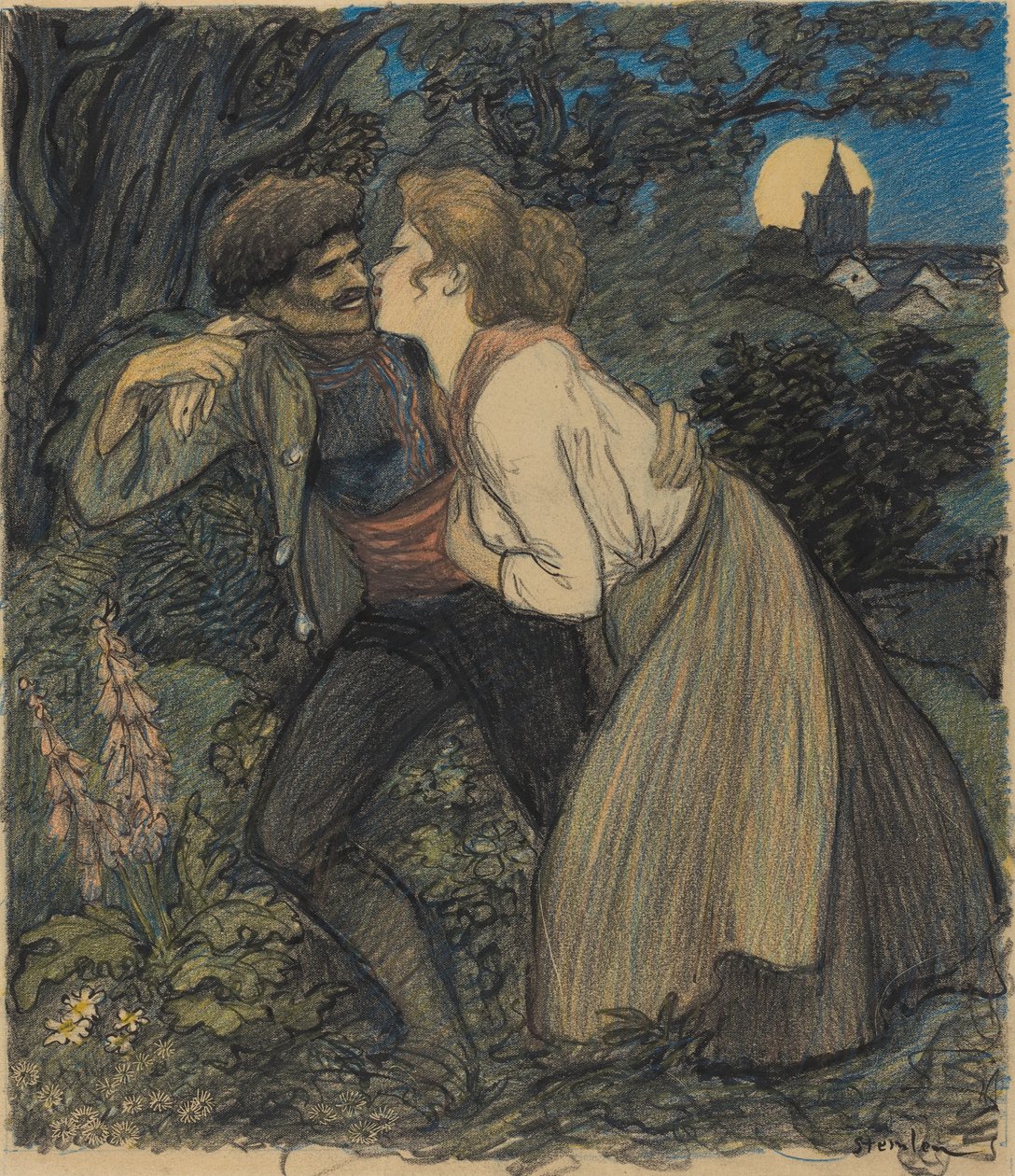 A kutya a farkassal, 1900. alkotó: Théophile Alexandre Steinlen