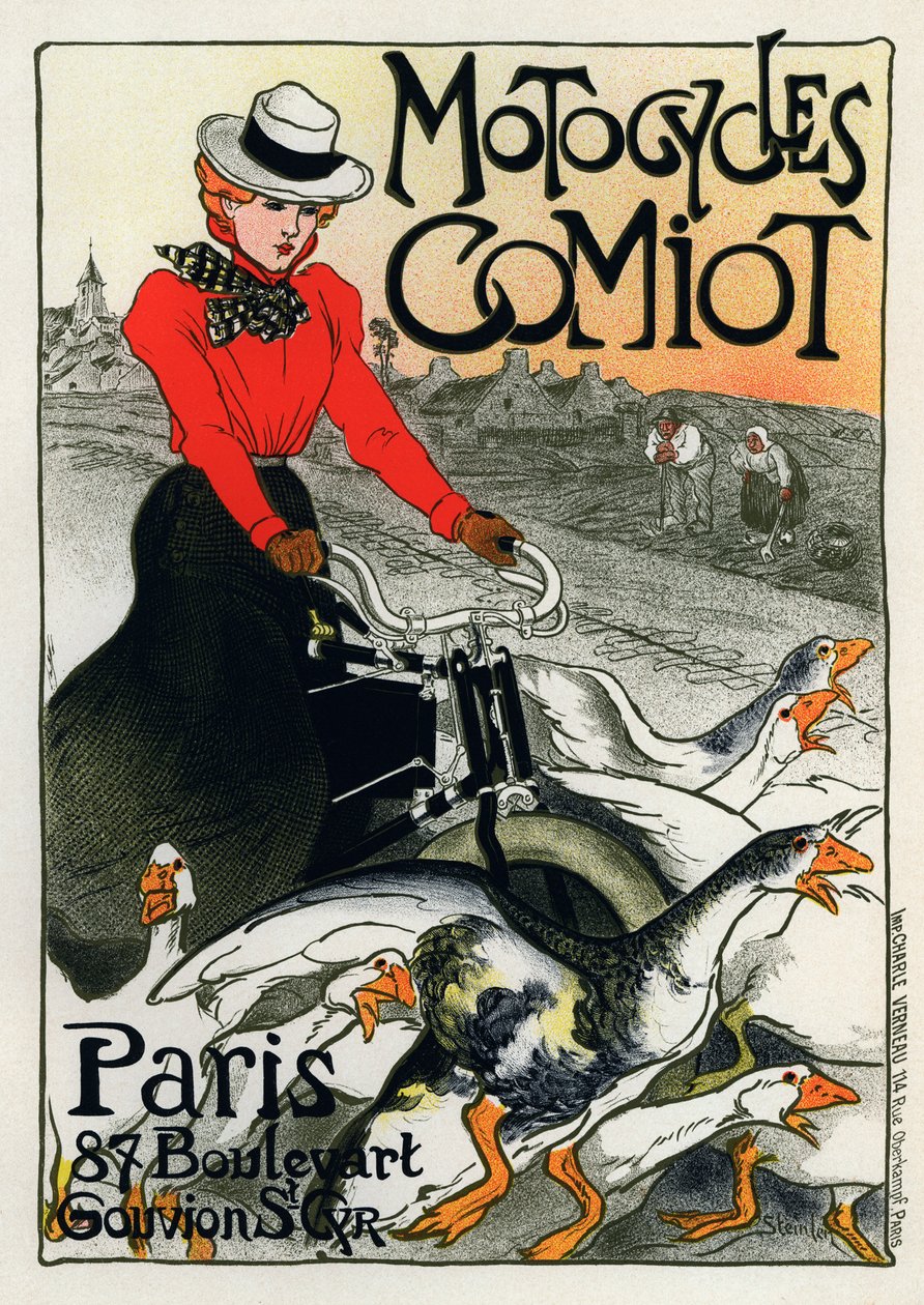 Motocycles Comiot, reklámplakát, 1899. alkotó: Théophile Alexandre Steinlen