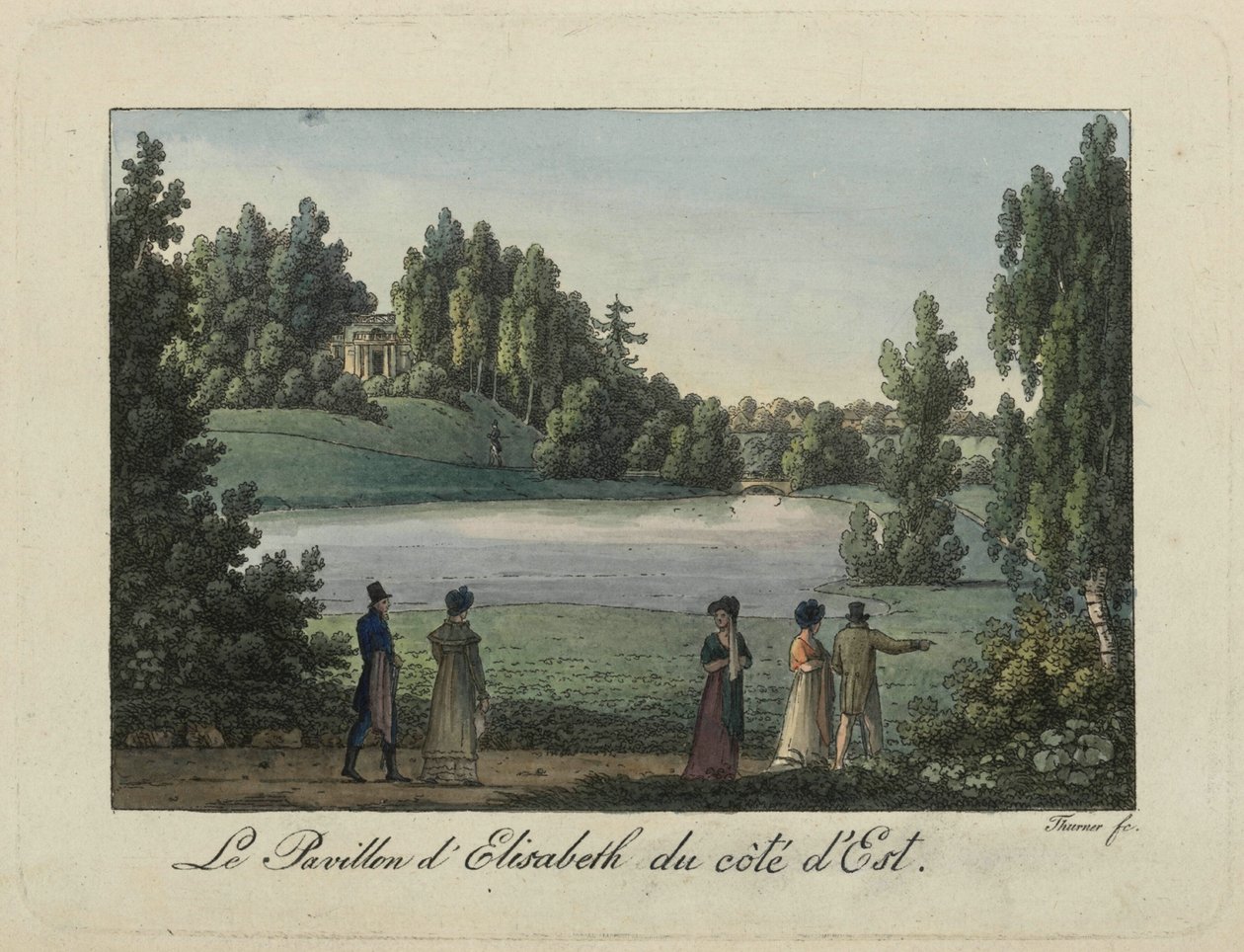 Az Erzsébet pavilon a Pavlovsk Parkban, 1810-es évek. alkotó: Thurner