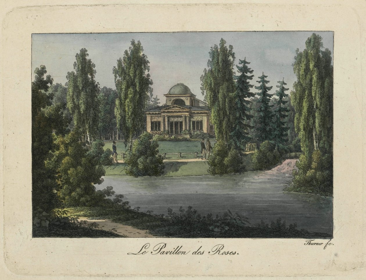 A Rózsa pavilon a Pavlovsk Parkban, 1810-es évek. alkotó: Thurner