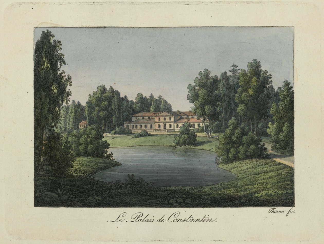 Kilátás a Pavlovszki Konstantin-palotára, 1810-es évek. alkotó: Thurner