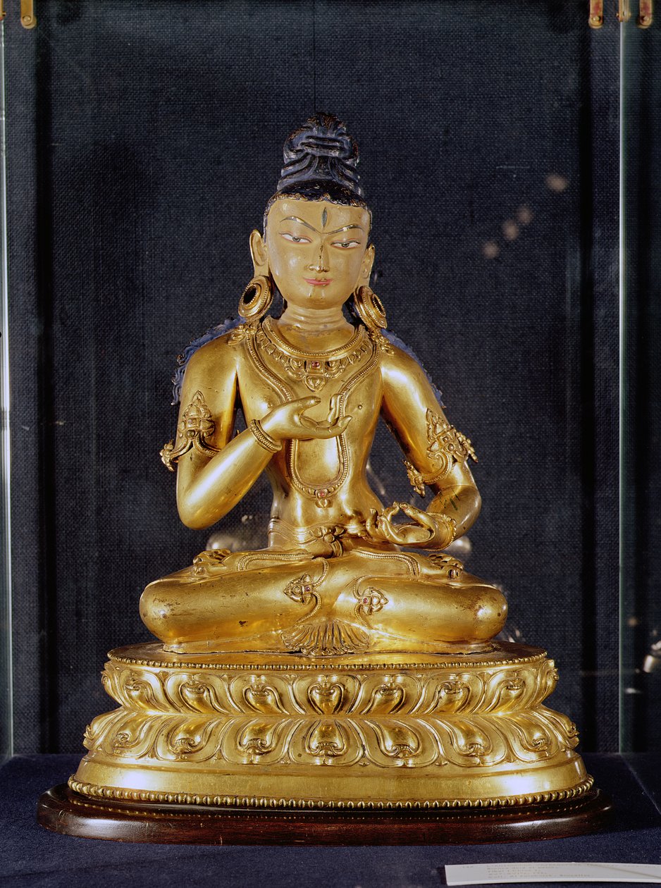 Adibuddha Vadzsraszattva meditációban ülve, 15-16. század (aranyozott bronz) alkotó: Tibetan School