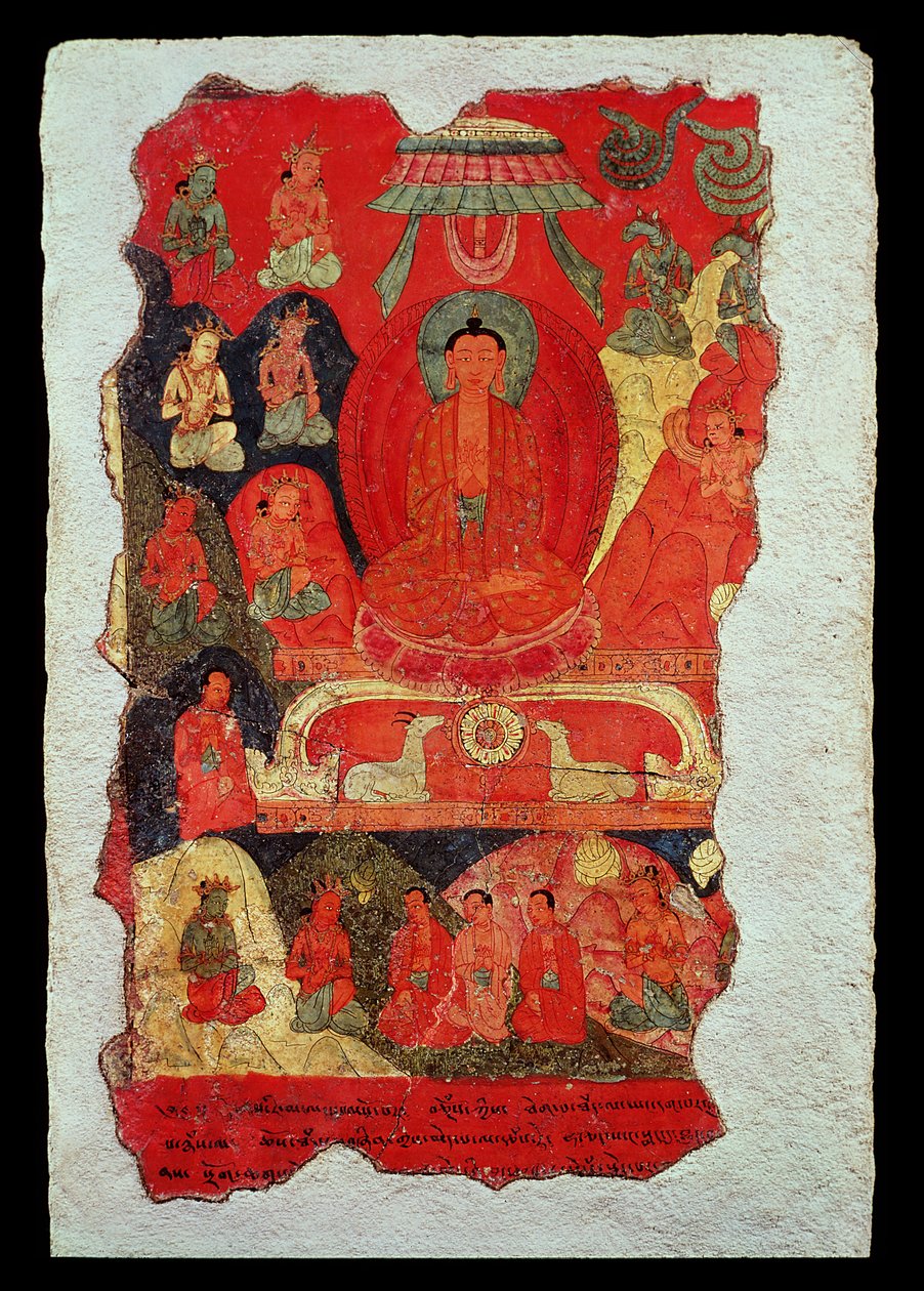 Buddha első prédikációja (falfestmény) alkotó: Tibetan School