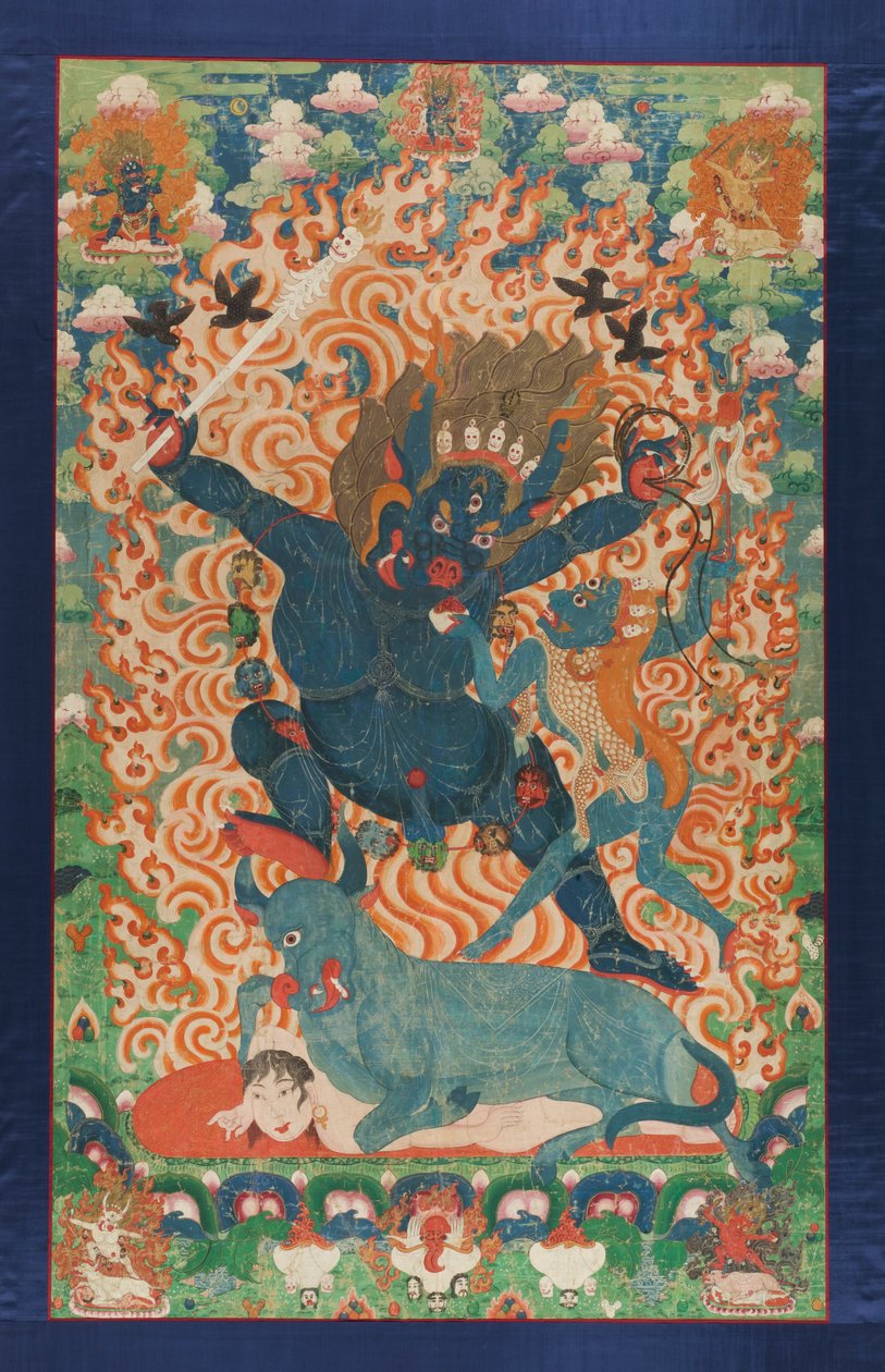 Yama és Yami, 1700 körül (ásványi pigmentek és arany pamutszöveten) alkotó: Tibetan School