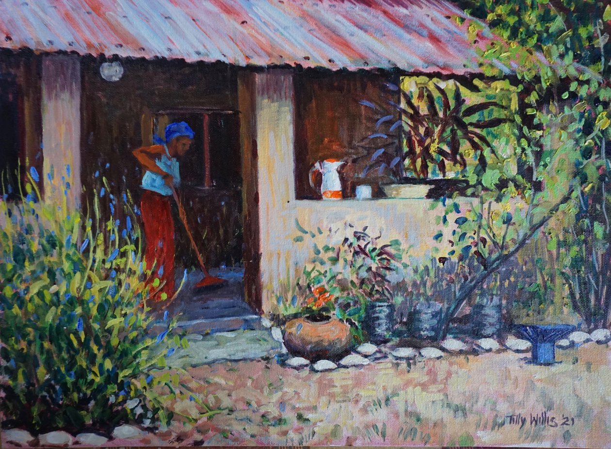 Girl Sweeping 2021 (olaj) alkotó: Tilly Willis