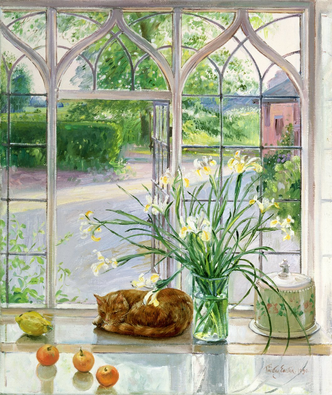Íriszek és alvó macska, 1990 alkotó: Timothy Easton