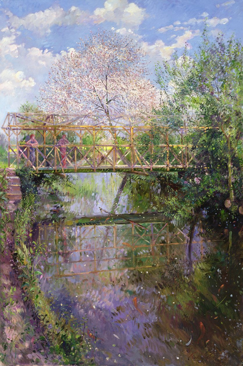 Virágzó cseresznye és rácsos híd alkotó: Timothy Easton