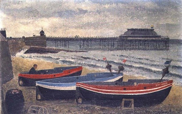Hajók a Cromer strandon alkotó: Tirzah Ravilious