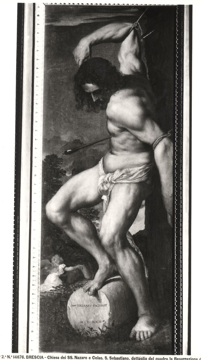Averoldi poliptichon, Szent Sebestyén vértanúságát ábrázoló tábla, 1522 (részlet) alkotó: Tiziano Vecelli