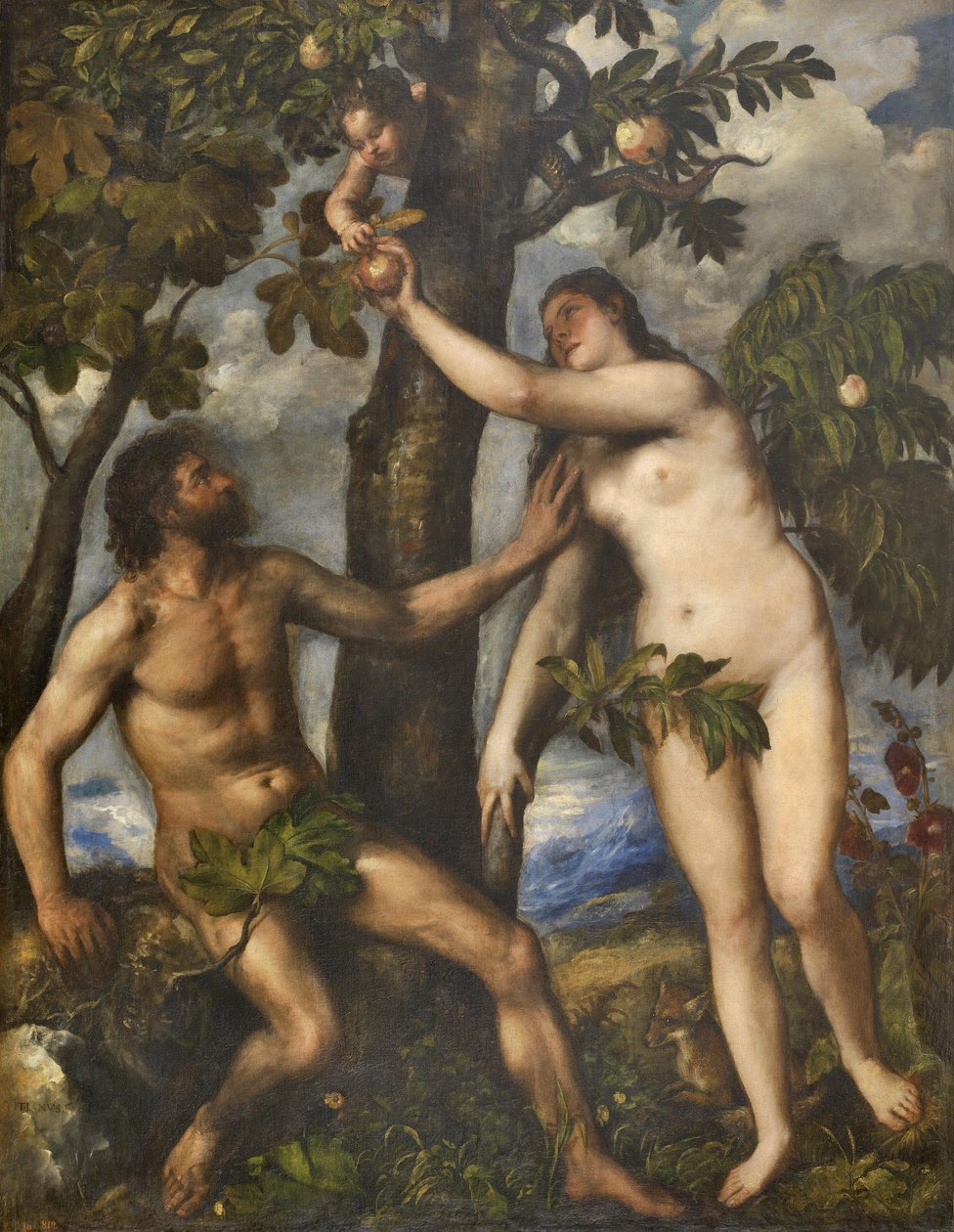 Ádám és Éva, 1550 körül alkotó: Tiziano Vecelli