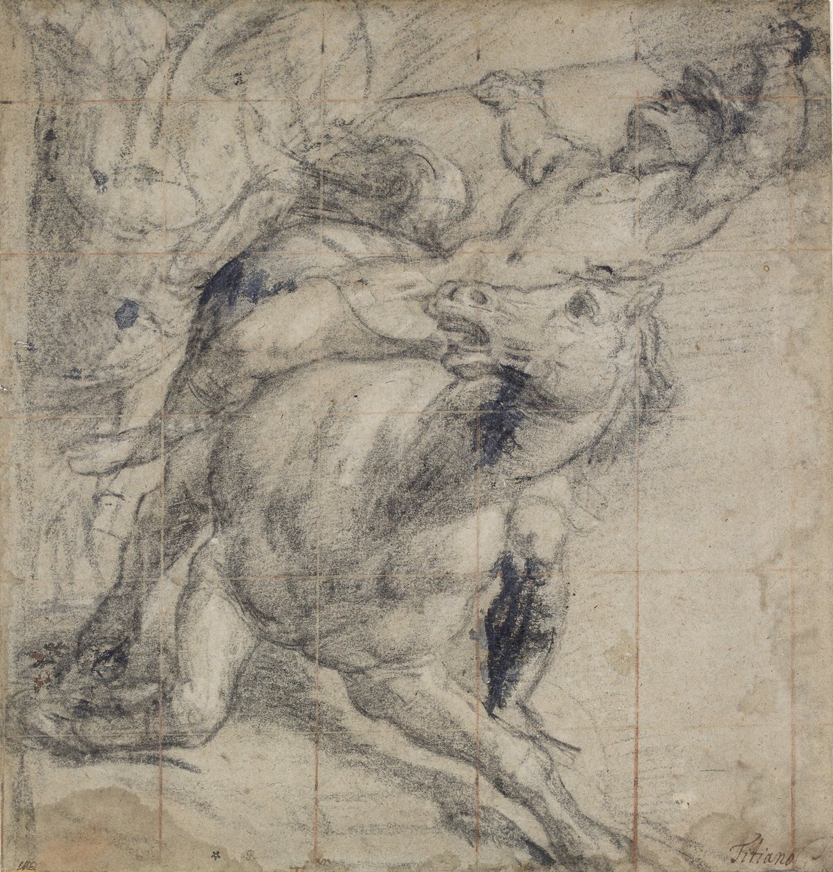 Ló és lovas esés, c1537 alkotó: Titian
