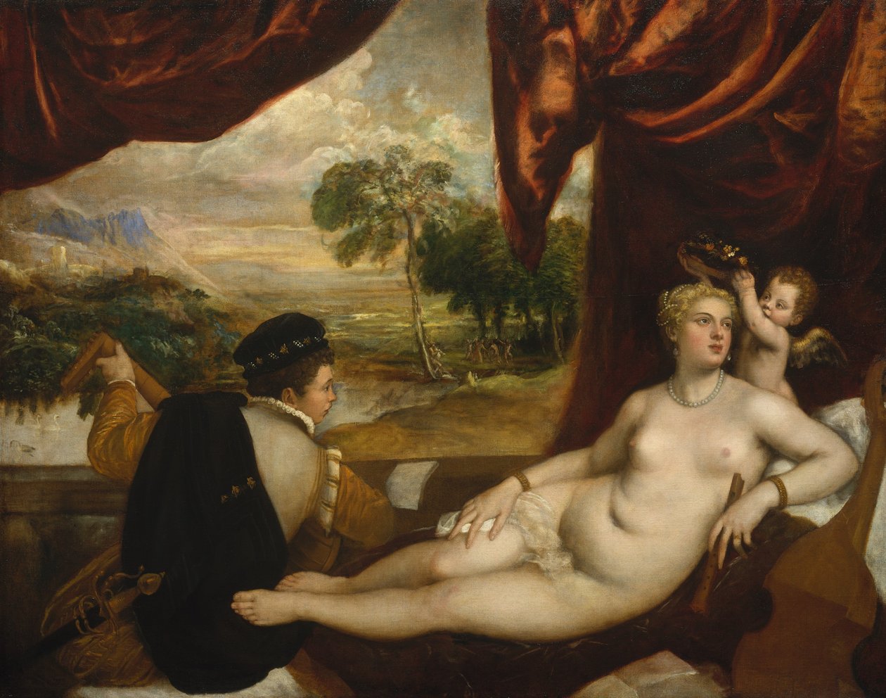 Vénusz és a lantos, kb. 1565-70. alkotó: Tiziano Vecelli