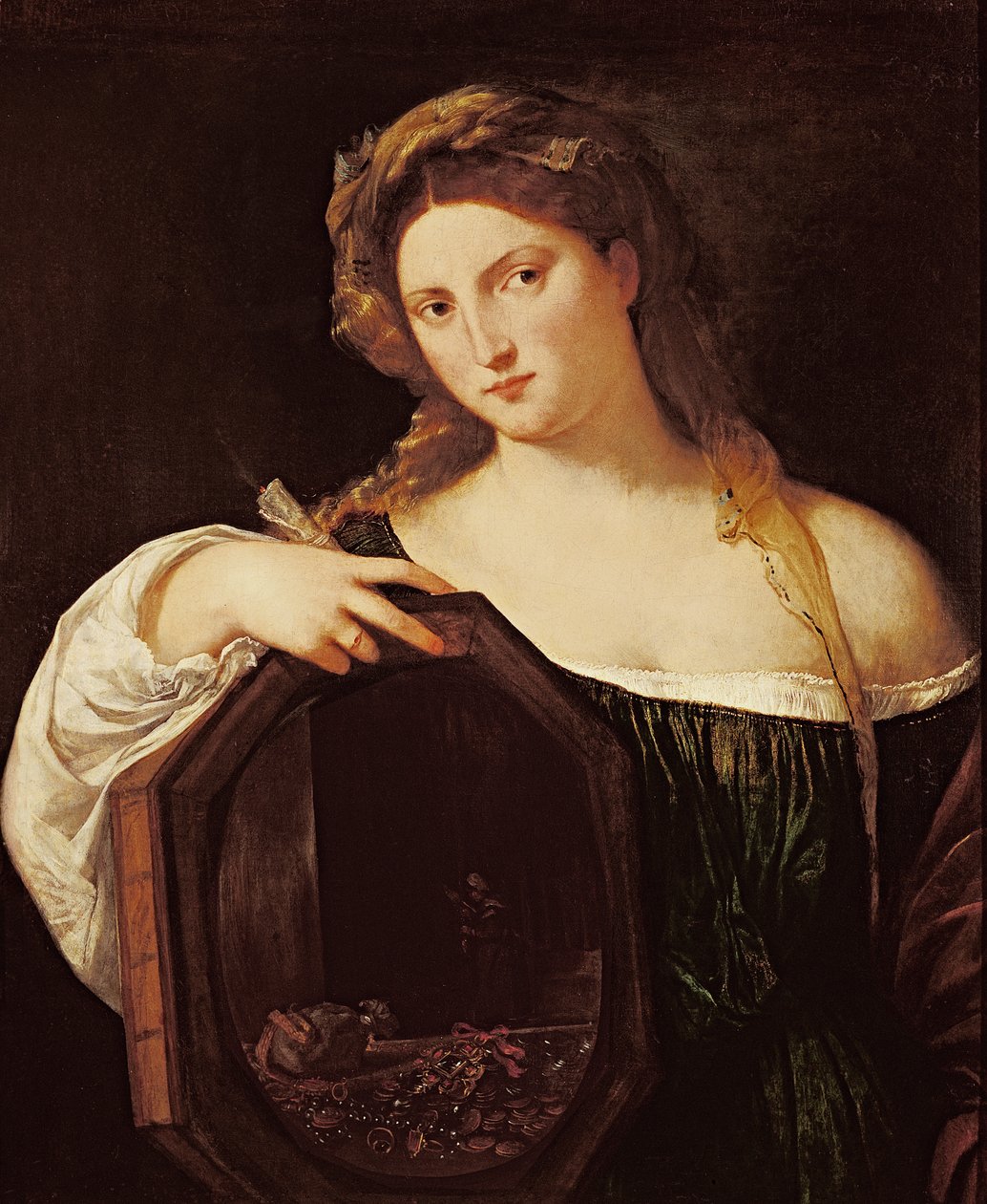 A hiúság allegóriája, avagy Fiatal nő tükörrel, 1515 körül alkotó: Tiziano Vecelli