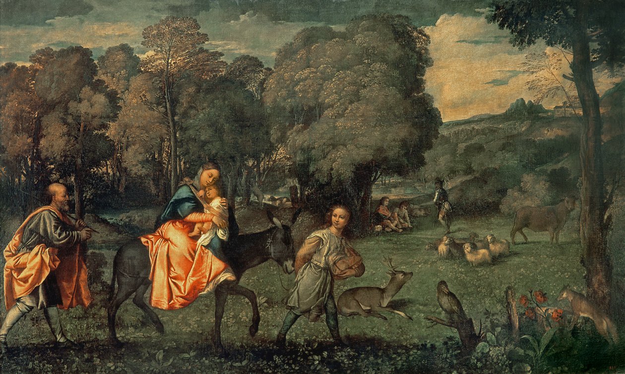 Repülés Egyiptomba, 1500-as évek alkotó: Tiziano Vecelli