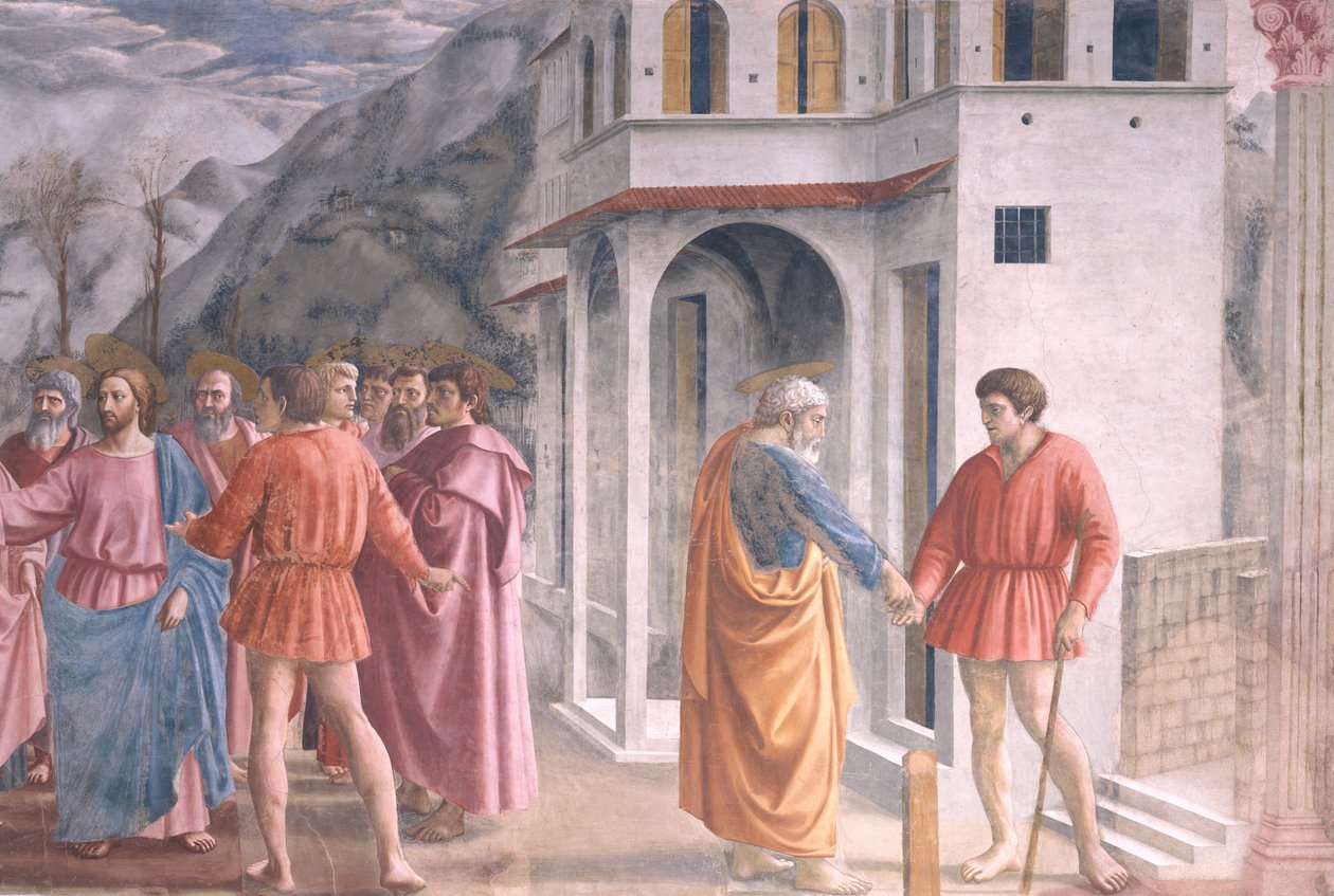 A Tribute Money, a Brancacci-kápolnából, 1426 körül (31642 részlet) alkotó: Tommaso Masaccio