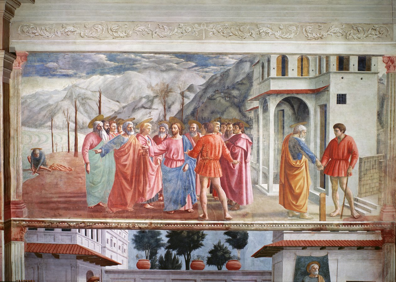 A Tribute Money, a Brancacci-kápolnából, 1426 körül alkotó: Tommaso Masaccio