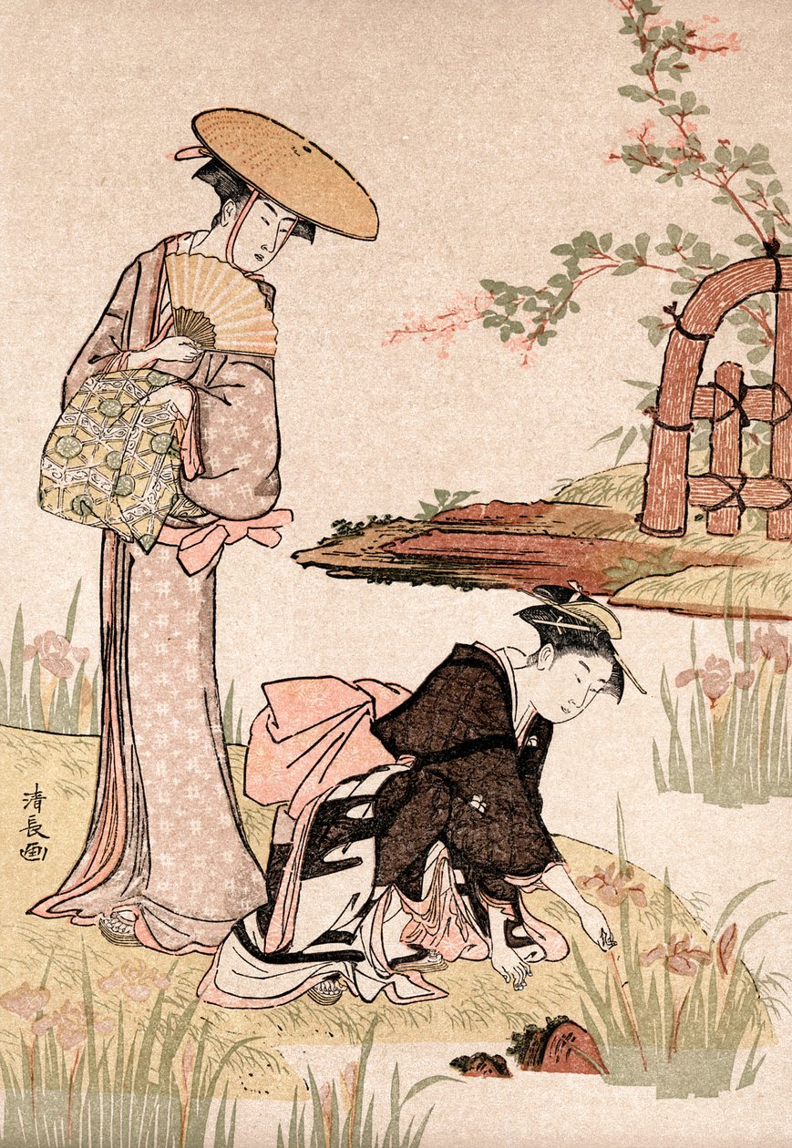 Az írisz kert, 1775-1815. alkotó: Torii Kiyonaga