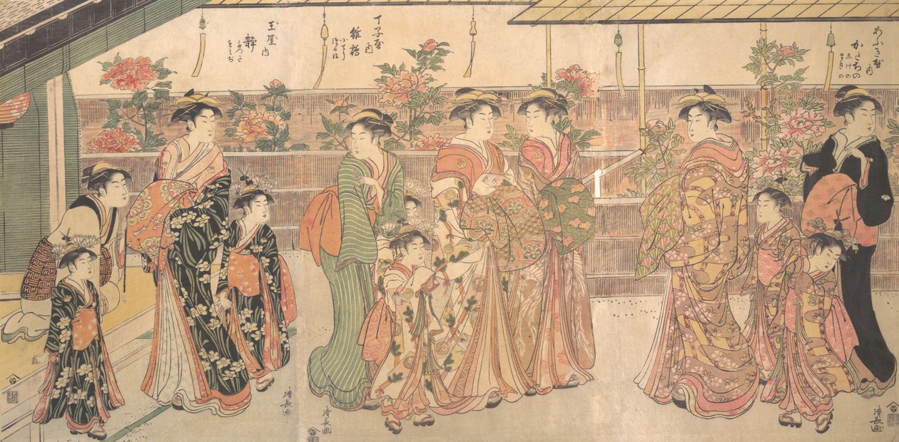 A bazsarózsa Show, kb. 1790. alkotó: Torii Kiyonaga