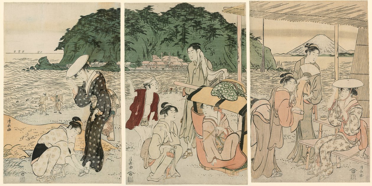 Látogatók Enoshimába alkotó: Torii Kiyonaga