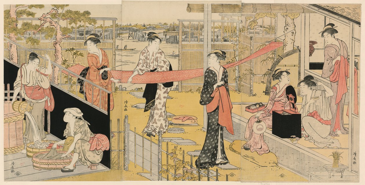 Női ruhamosás alkotó: Torii Kiyonaga