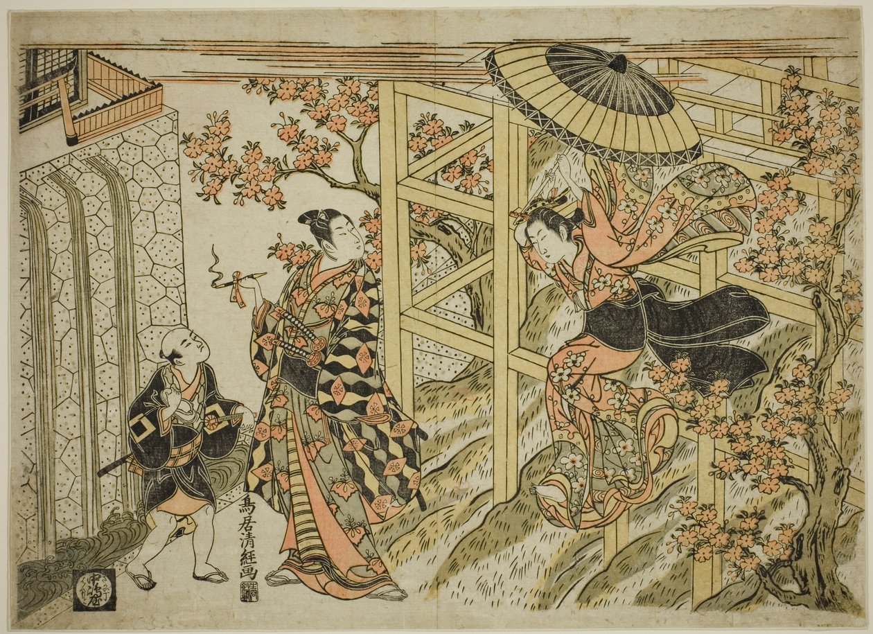 Lány ugrás a Kiyomizu templomból alkotó: Torii Kiyotsune
